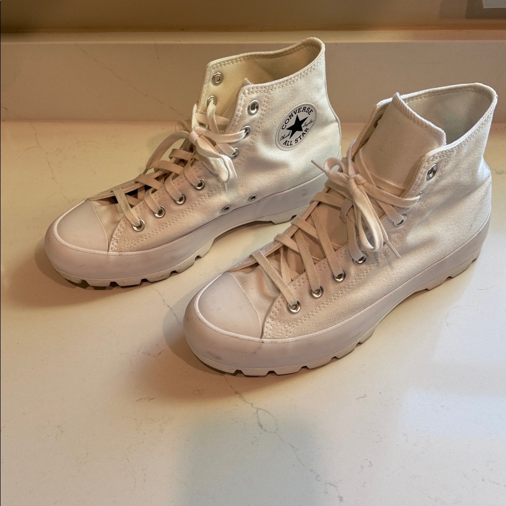 Converse All Star White Canvas High-Top Sneakers - Women’s size 11